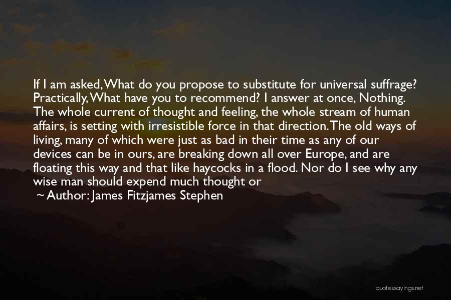 James Fitzjames Stephen Quotes: If I Am Asked, What Do You Propose To Substitute For Universal Suffrage? Practically, What Have You To Recommend? I