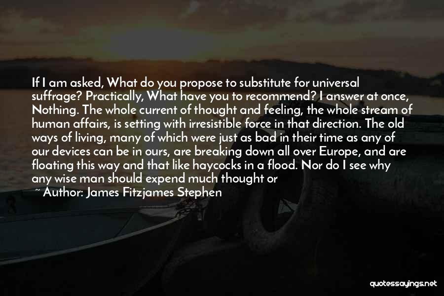 James Fitzjames Stephen Quotes: If I Am Asked, What Do You Propose To Substitute For Universal Suffrage? Practically, What Have You To Recommend? I