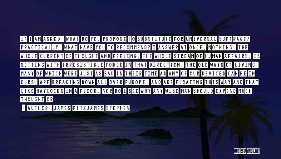 James Fitzjames Stephen Quotes: If I Am Asked, What Do You Propose To Substitute For Universal Suffrage? Practically, What Have You To Recommend? I
