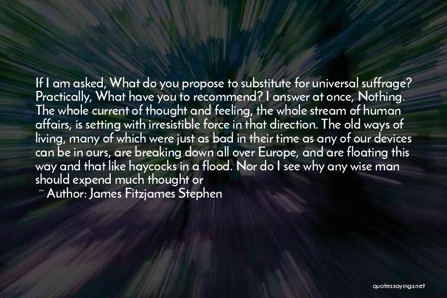 James Fitzjames Stephen Quotes: If I Am Asked, What Do You Propose To Substitute For Universal Suffrage? Practically, What Have You To Recommend? I