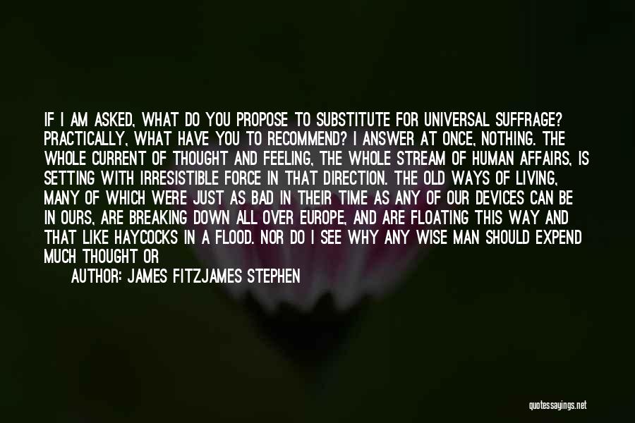 James Fitzjames Stephen Quotes: If I Am Asked, What Do You Propose To Substitute For Universal Suffrage? Practically, What Have You To Recommend? I