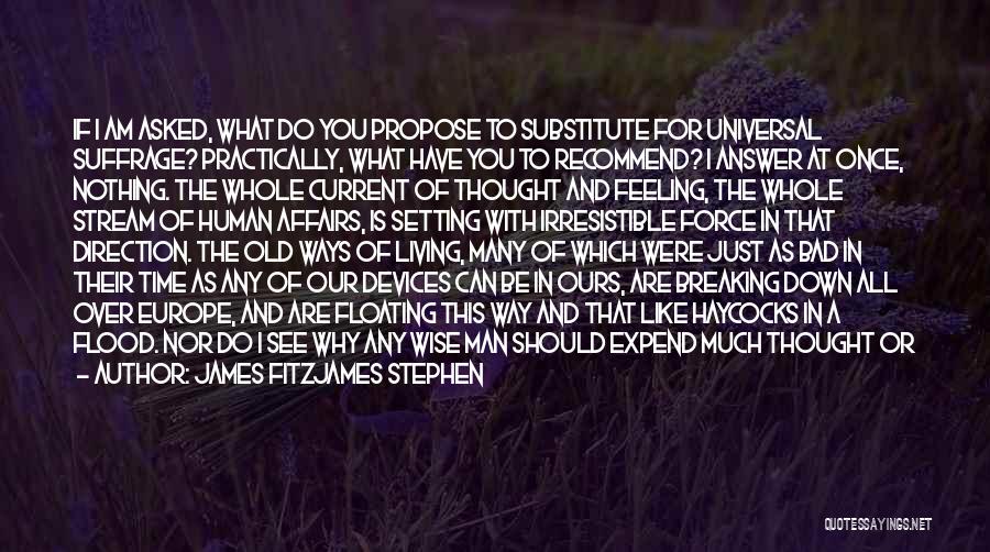 James Fitzjames Stephen Quotes: If I Am Asked, What Do You Propose To Substitute For Universal Suffrage? Practically, What Have You To Recommend? I