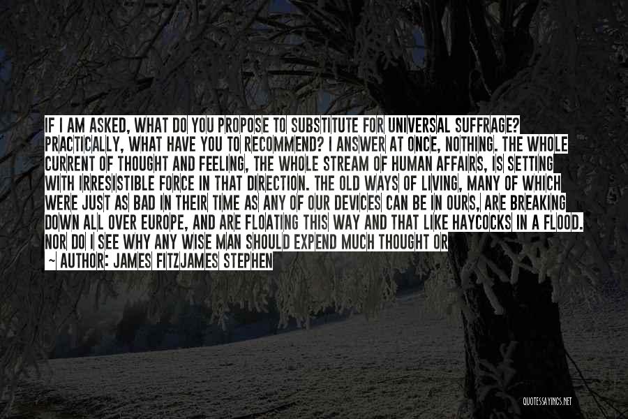 James Fitzjames Stephen Quotes: If I Am Asked, What Do You Propose To Substitute For Universal Suffrage? Practically, What Have You To Recommend? I