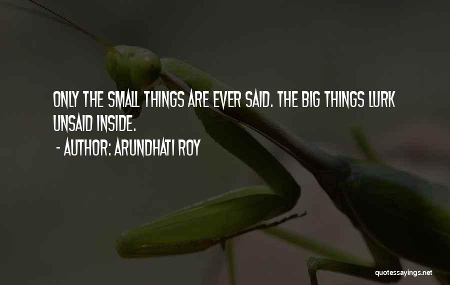 Arundhati Roy Quotes: Only The Small Things Are Ever Said. The Big Things Lurk Unsaid Inside.