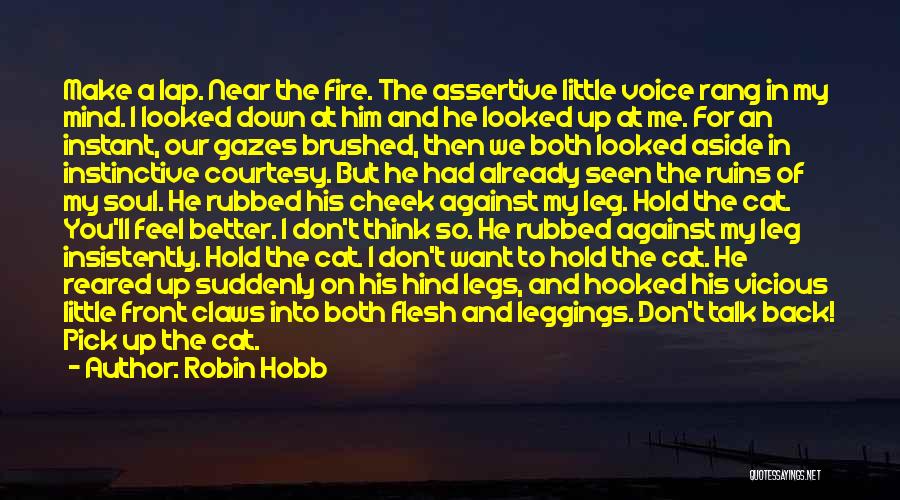 Robin Hobb Quotes: Make A Lap. Near The Fire. The Assertive Little Voice Rang In My Mind. I Looked Down At Him And