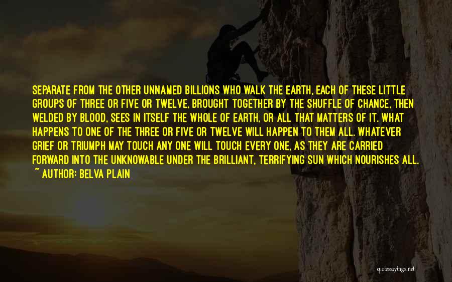 Belva Plain Quotes: Separate From The Other Unnamed Billions Who Walk The Earth, Each Of These Little Groups Of Three Or Five Or