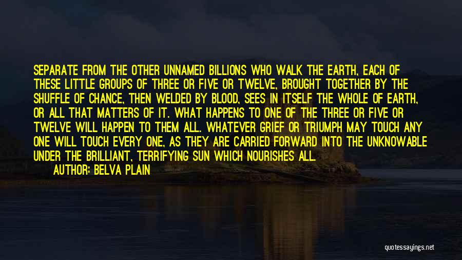 Belva Plain Quotes: Separate From The Other Unnamed Billions Who Walk The Earth, Each Of These Little Groups Of Three Or Five Or