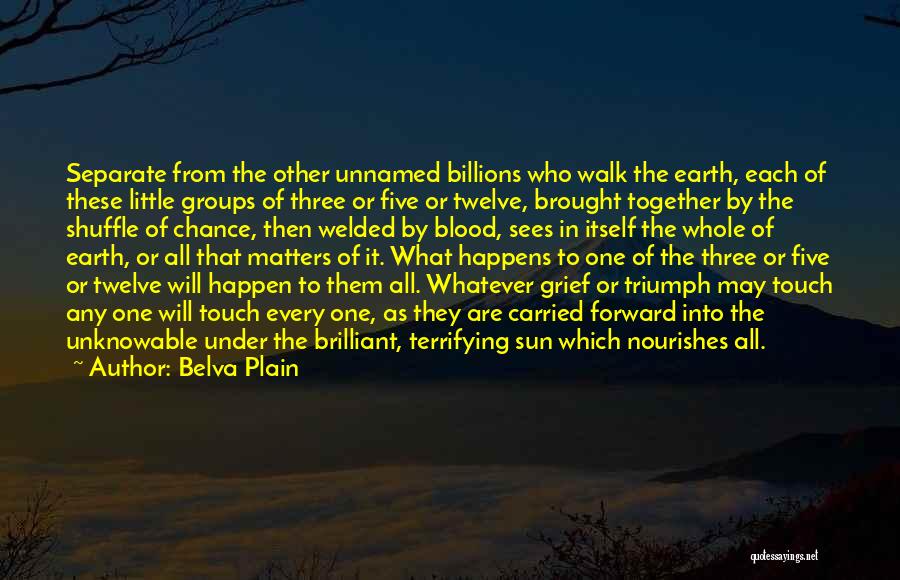 Belva Plain Quotes: Separate From The Other Unnamed Billions Who Walk The Earth, Each Of These Little Groups Of Three Or Five Or