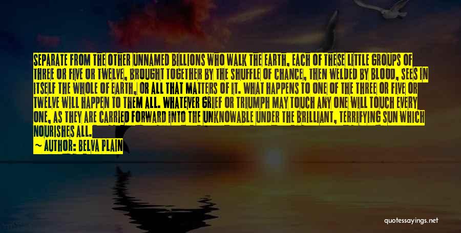 Belva Plain Quotes: Separate From The Other Unnamed Billions Who Walk The Earth, Each Of These Little Groups Of Three Or Five Or