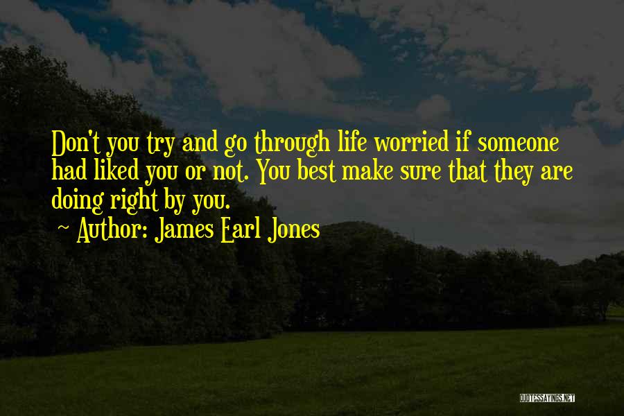 James Earl Jones Quotes: Don't You Try And Go Through Life Worried If Someone Had Liked You Or Not. You Best Make Sure That