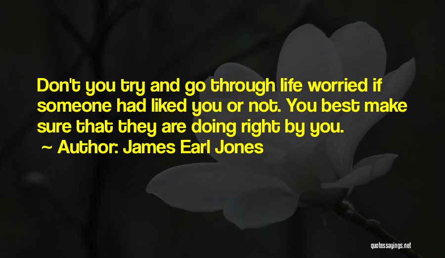 James Earl Jones Quotes: Don't You Try And Go Through Life Worried If Someone Had Liked You Or Not. You Best Make Sure That