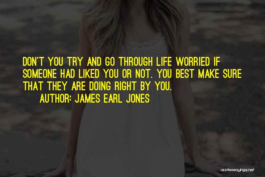 James Earl Jones Quotes: Don't You Try And Go Through Life Worried If Someone Had Liked You Or Not. You Best Make Sure That