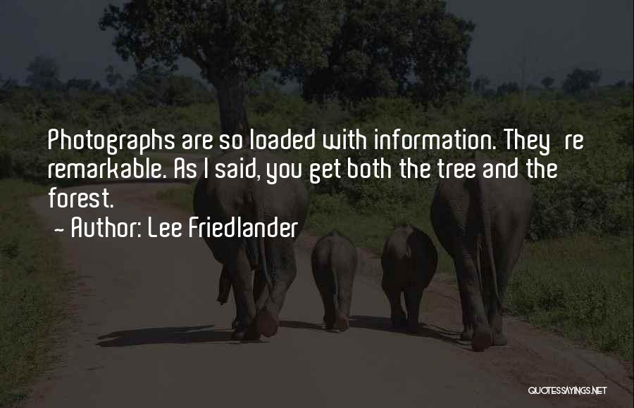 Lee Friedlander Quotes: Photographs Are So Loaded With Information. They're Remarkable. As I Said, You Get Both The Tree And The Forest.