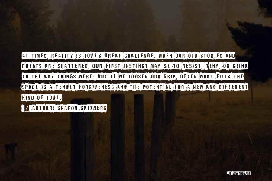 Sharon Salzberg Quotes: At Times, Reality Is Love's Great Challenge. When Our Old Stories And Dreams Are Shattered, Our First Instinct May Be