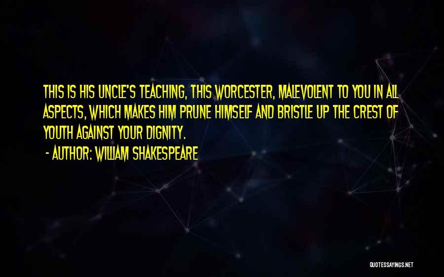 William Shakespeare Quotes: This Is His Uncle's Teaching, This Worcester, Malevolent To You In All Aspects, Which Makes Him Prune Himself And Bristle