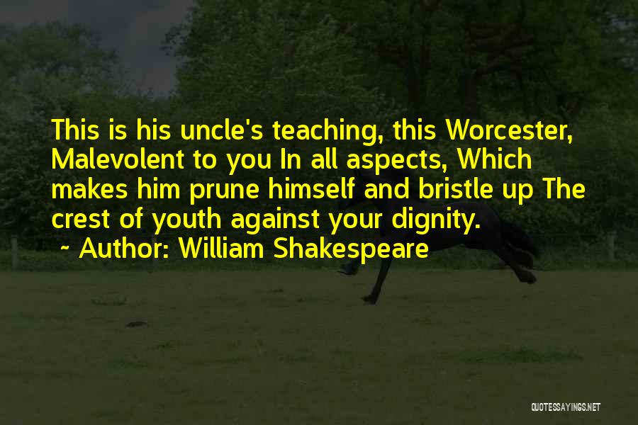 William Shakespeare Quotes: This Is His Uncle's Teaching, This Worcester, Malevolent To You In All Aspects, Which Makes Him Prune Himself And Bristle