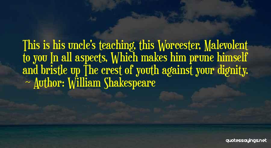 William Shakespeare Quotes: This Is His Uncle's Teaching, This Worcester, Malevolent To You In All Aspects, Which Makes Him Prune Himself And Bristle