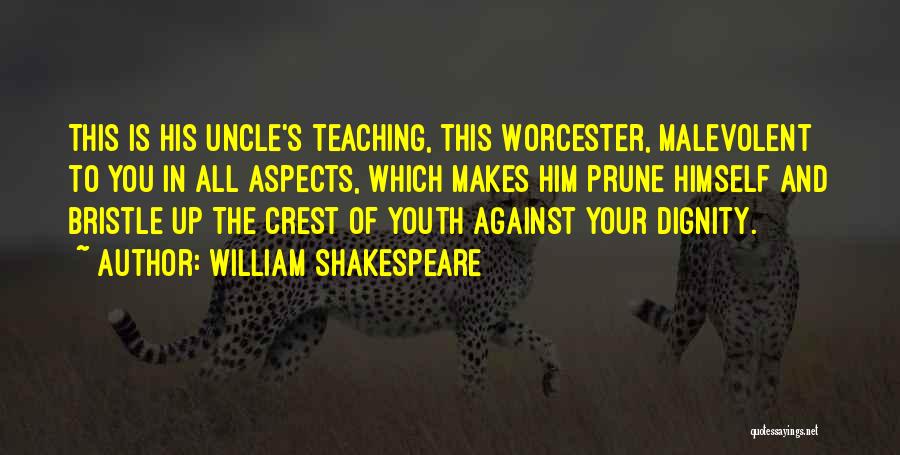 William Shakespeare Quotes: This Is His Uncle's Teaching, This Worcester, Malevolent To You In All Aspects, Which Makes Him Prune Himself And Bristle