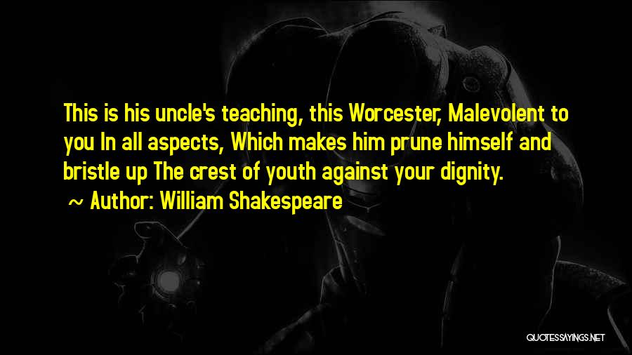 William Shakespeare Quotes: This Is His Uncle's Teaching, This Worcester, Malevolent To You In All Aspects, Which Makes Him Prune Himself And Bristle