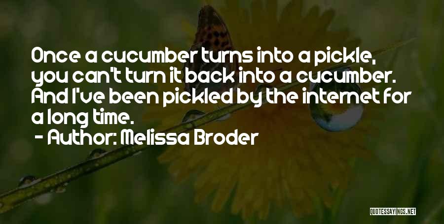 Melissa Broder Quotes: Once A Cucumber Turns Into A Pickle, You Can't Turn It Back Into A Cucumber. And I've Been Pickled By