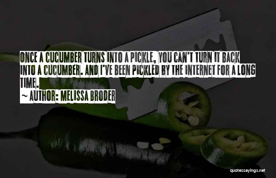 Melissa Broder Quotes: Once A Cucumber Turns Into A Pickle, You Can't Turn It Back Into A Cucumber. And I've Been Pickled By