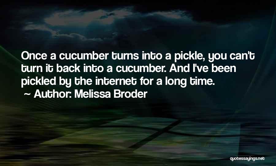 Melissa Broder Quotes: Once A Cucumber Turns Into A Pickle, You Can't Turn It Back Into A Cucumber. And I've Been Pickled By