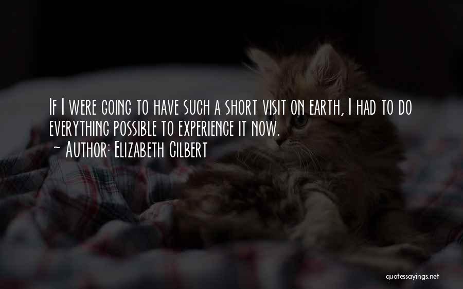 Elizabeth Gilbert Quotes: If I Were Going To Have Such A Short Visit On Earth, I Had To Do Everything Possible To Experience
