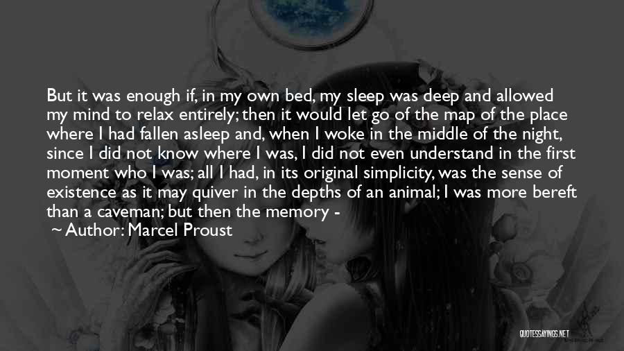 Marcel Proust Quotes: But It Was Enough If, In My Own Bed, My Sleep Was Deep And Allowed My Mind To Relax Entirely;