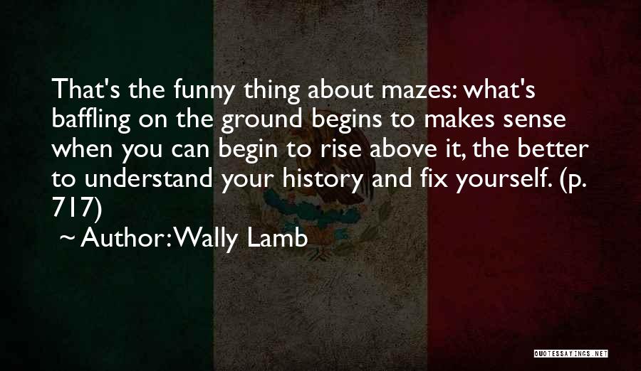 Wally Lamb Quotes: That's The Funny Thing About Mazes: What's Baffling On The Ground Begins To Makes Sense When You Can Begin To