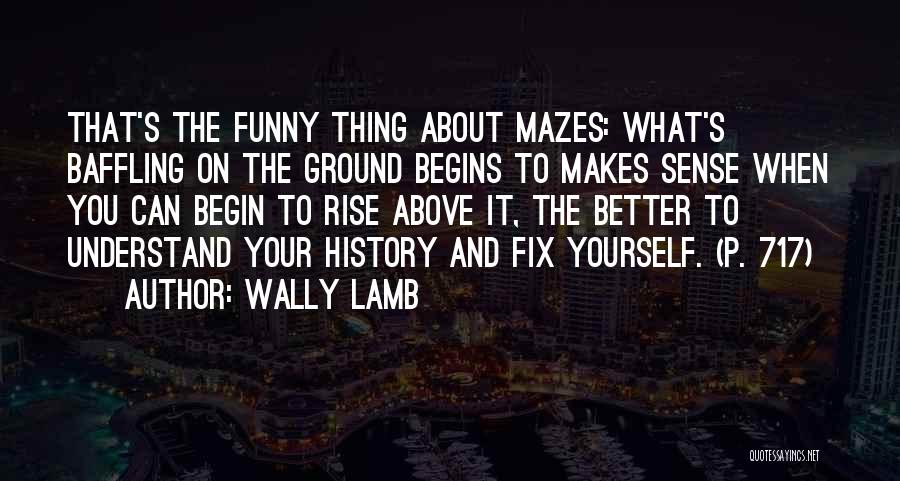 Wally Lamb Quotes: That's The Funny Thing About Mazes: What's Baffling On The Ground Begins To Makes Sense When You Can Begin To
