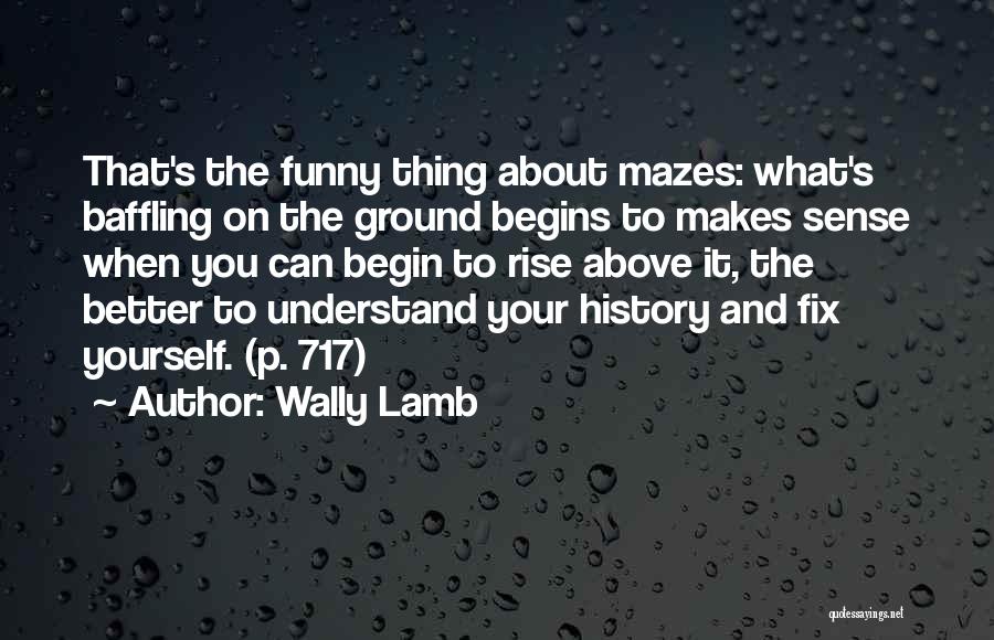 Wally Lamb Quotes: That's The Funny Thing About Mazes: What's Baffling On The Ground Begins To Makes Sense When You Can Begin To