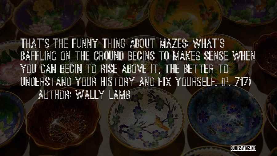 Wally Lamb Quotes: That's The Funny Thing About Mazes: What's Baffling On The Ground Begins To Makes Sense When You Can Begin To