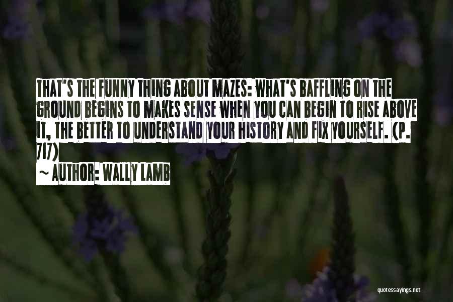 Wally Lamb Quotes: That's The Funny Thing About Mazes: What's Baffling On The Ground Begins To Makes Sense When You Can Begin To