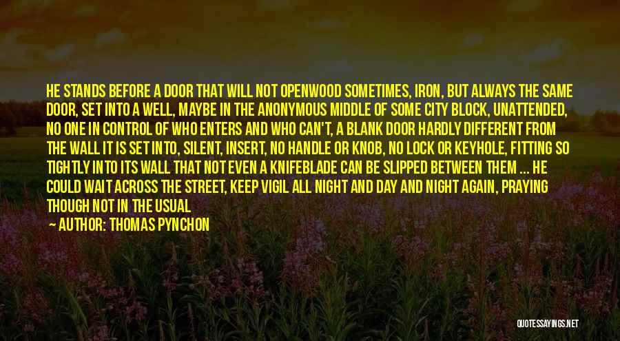 Thomas Pynchon Quotes: He Stands Before A Door That Will Not Openwood Sometimes, Iron, But Always The Same Door, Set Into A Well,