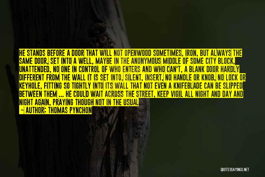 Thomas Pynchon Quotes: He Stands Before A Door That Will Not Openwood Sometimes, Iron, But Always The Same Door, Set Into A Well,