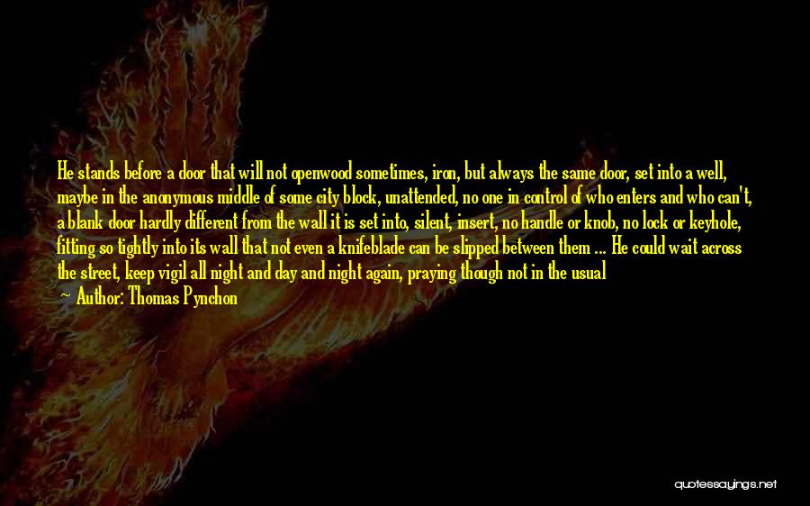 Thomas Pynchon Quotes: He Stands Before A Door That Will Not Openwood Sometimes, Iron, But Always The Same Door, Set Into A Well,