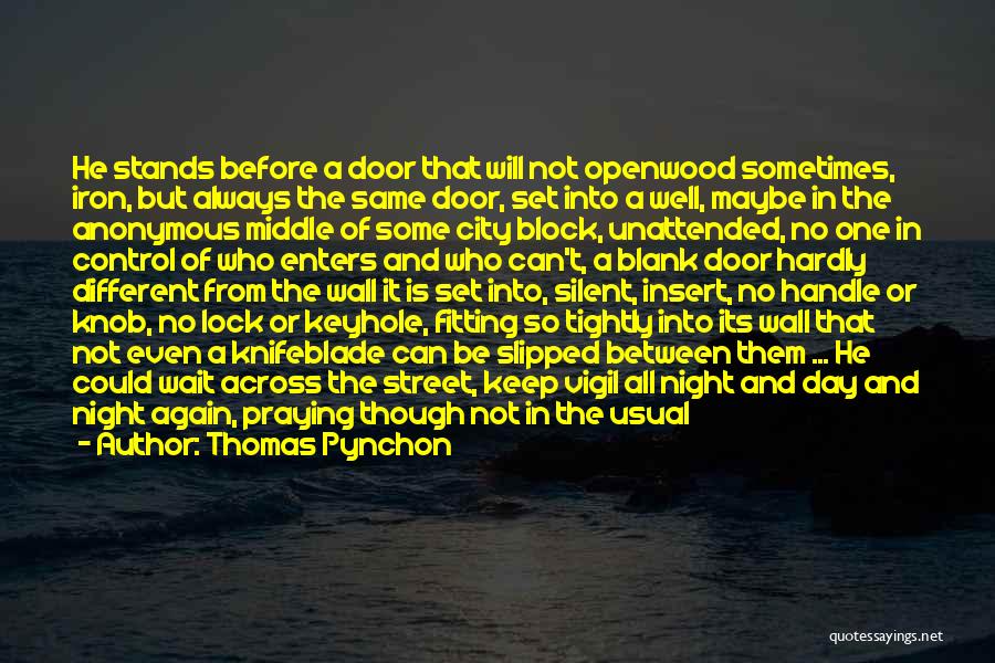 Thomas Pynchon Quotes: He Stands Before A Door That Will Not Openwood Sometimes, Iron, But Always The Same Door, Set Into A Well,