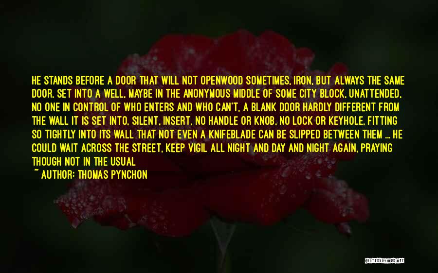 Thomas Pynchon Quotes: He Stands Before A Door That Will Not Openwood Sometimes, Iron, But Always The Same Door, Set Into A Well,