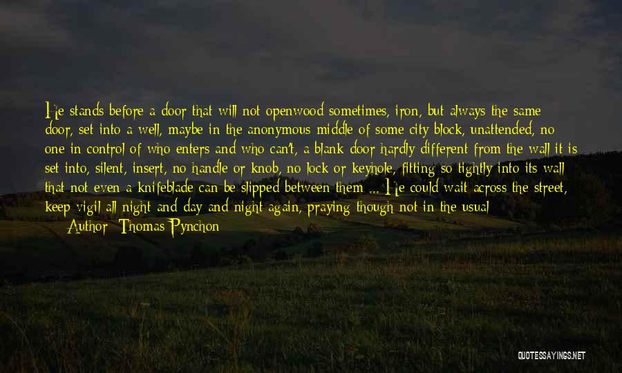 Thomas Pynchon Quotes: He Stands Before A Door That Will Not Openwood Sometimes, Iron, But Always The Same Door, Set Into A Well,