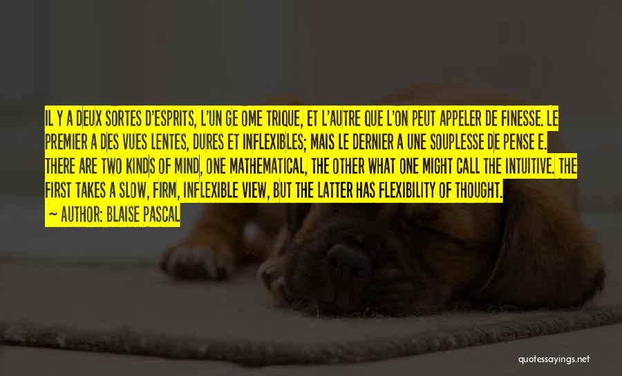Blaise Pascal Quotes: Il Y A Deux Sortes D'esprits, L'un Ge Ome Trique, Et L'autre Que L'on Peut Appeler De Finesse. Le Premier