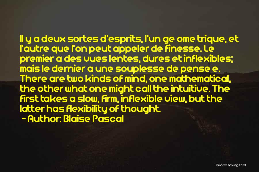 Blaise Pascal Quotes: Il Y A Deux Sortes D'esprits, L'un Ge Ome Trique, Et L'autre Que L'on Peut Appeler De Finesse. Le Premier