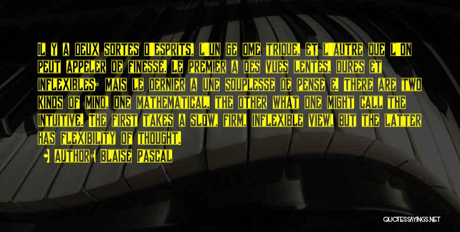 Blaise Pascal Quotes: Il Y A Deux Sortes D'esprits, L'un Ge Ome Trique, Et L'autre Que L'on Peut Appeler De Finesse. Le Premier
