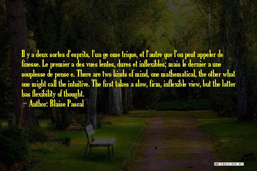 Blaise Pascal Quotes: Il Y A Deux Sortes D'esprits, L'un Ge Ome Trique, Et L'autre Que L'on Peut Appeler De Finesse. Le Premier