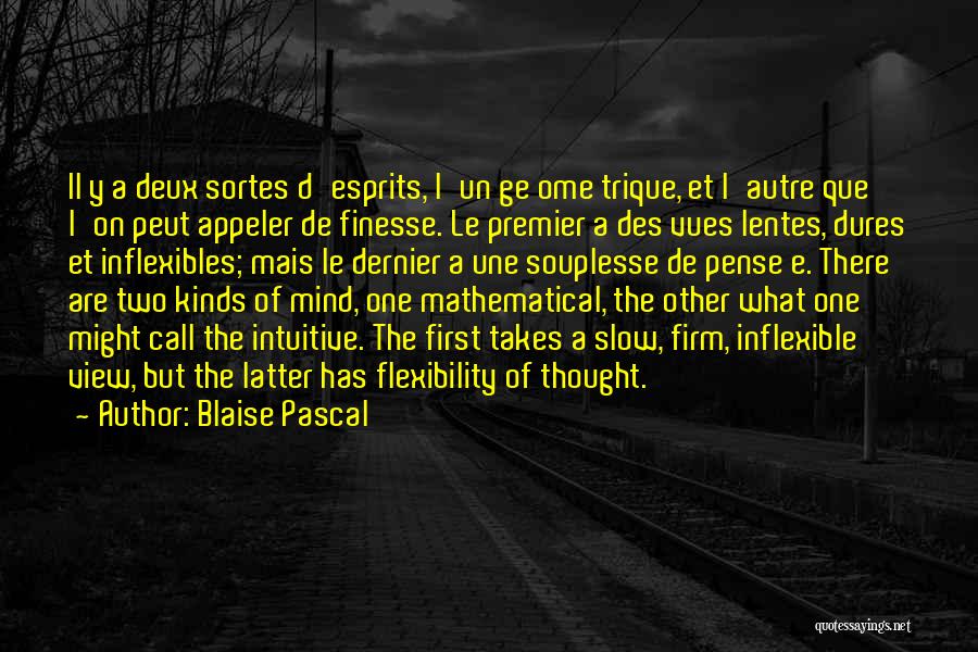 Blaise Pascal Quotes: Il Y A Deux Sortes D'esprits, L'un Ge Ome Trique, Et L'autre Que L'on Peut Appeler De Finesse. Le Premier