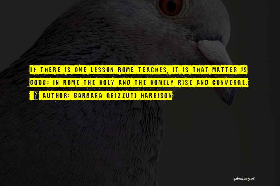 Barbara Grizzuti Harrison Quotes: If There Is One Lesson Rome Teaches, It Is That Matter Is Good; In Rome The Holy And The Homely