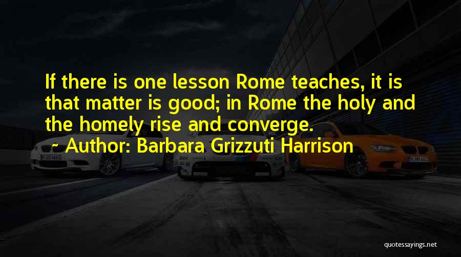 Barbara Grizzuti Harrison Quotes: If There Is One Lesson Rome Teaches, It Is That Matter Is Good; In Rome The Holy And The Homely