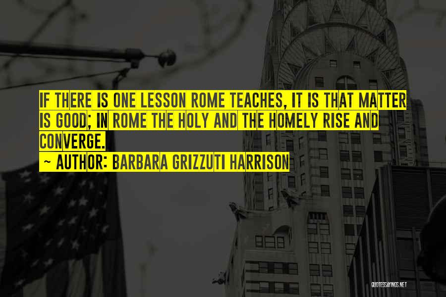 Barbara Grizzuti Harrison Quotes: If There Is One Lesson Rome Teaches, It Is That Matter Is Good; In Rome The Holy And The Homely