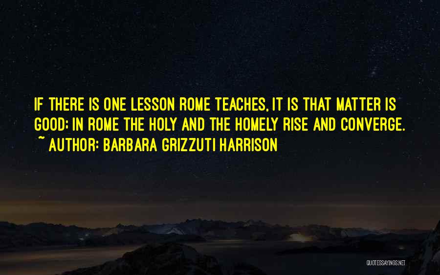 Barbara Grizzuti Harrison Quotes: If There Is One Lesson Rome Teaches, It Is That Matter Is Good; In Rome The Holy And The Homely
