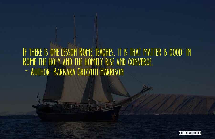 Barbara Grizzuti Harrison Quotes: If There Is One Lesson Rome Teaches, It Is That Matter Is Good; In Rome The Holy And The Homely