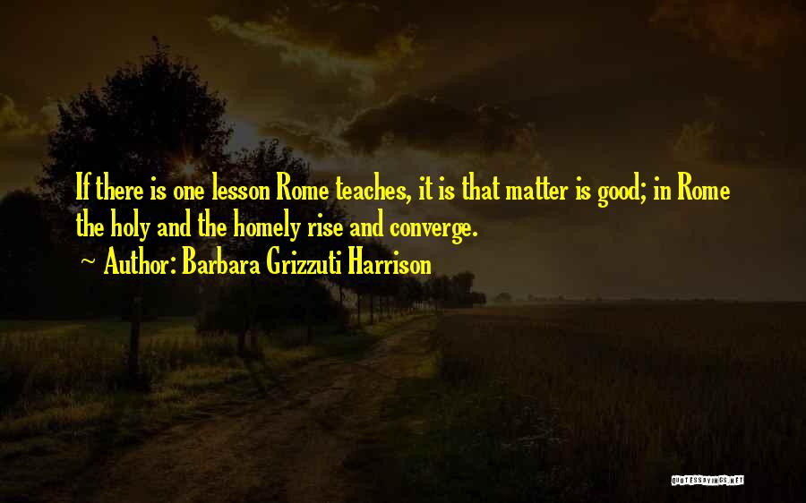 Barbara Grizzuti Harrison Quotes: If There Is One Lesson Rome Teaches, It Is That Matter Is Good; In Rome The Holy And The Homely